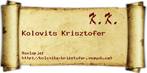 Kolovits Krisztofer névjegykártya
